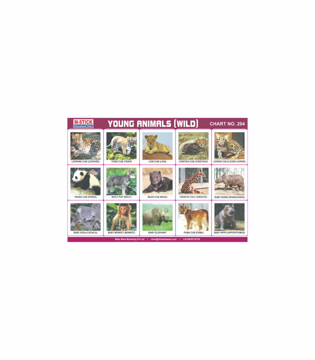 Young Animals (Wild) | Educational Chart - By Sticker Bazaar