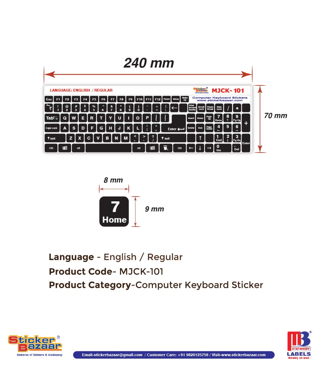 Sticker Bazaar English Black Keyboard Sticker