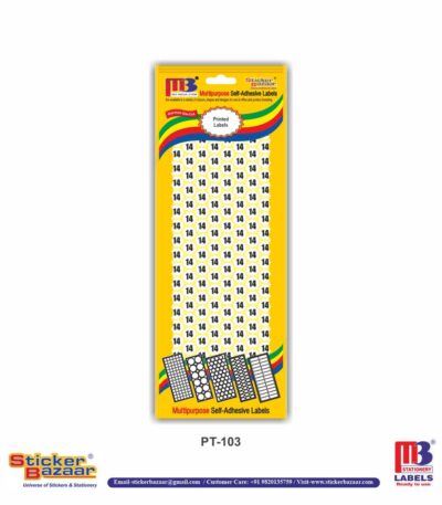 M3 Printed Labels PT-103 Num 14 White