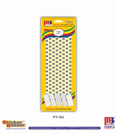 M3 Printed Labels PT-103 Num 26 White