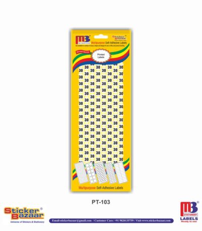 M3 Printed Labels PT-103 Num 30 White