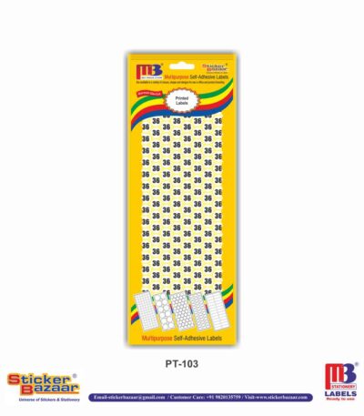 M3 Printed Labels PT-103 Num 36 White