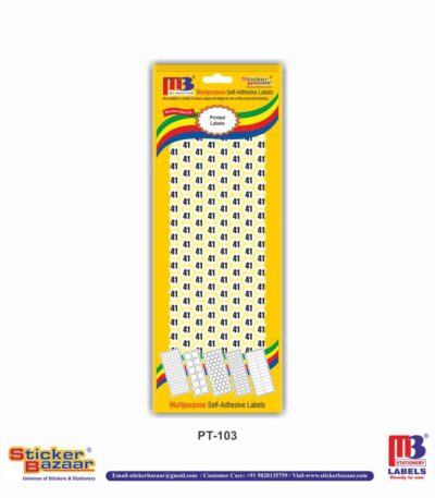 M3 Printed Labels PT-103 Num 41 White