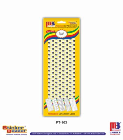 M3 Printed Labels PT-103 Num 48 White