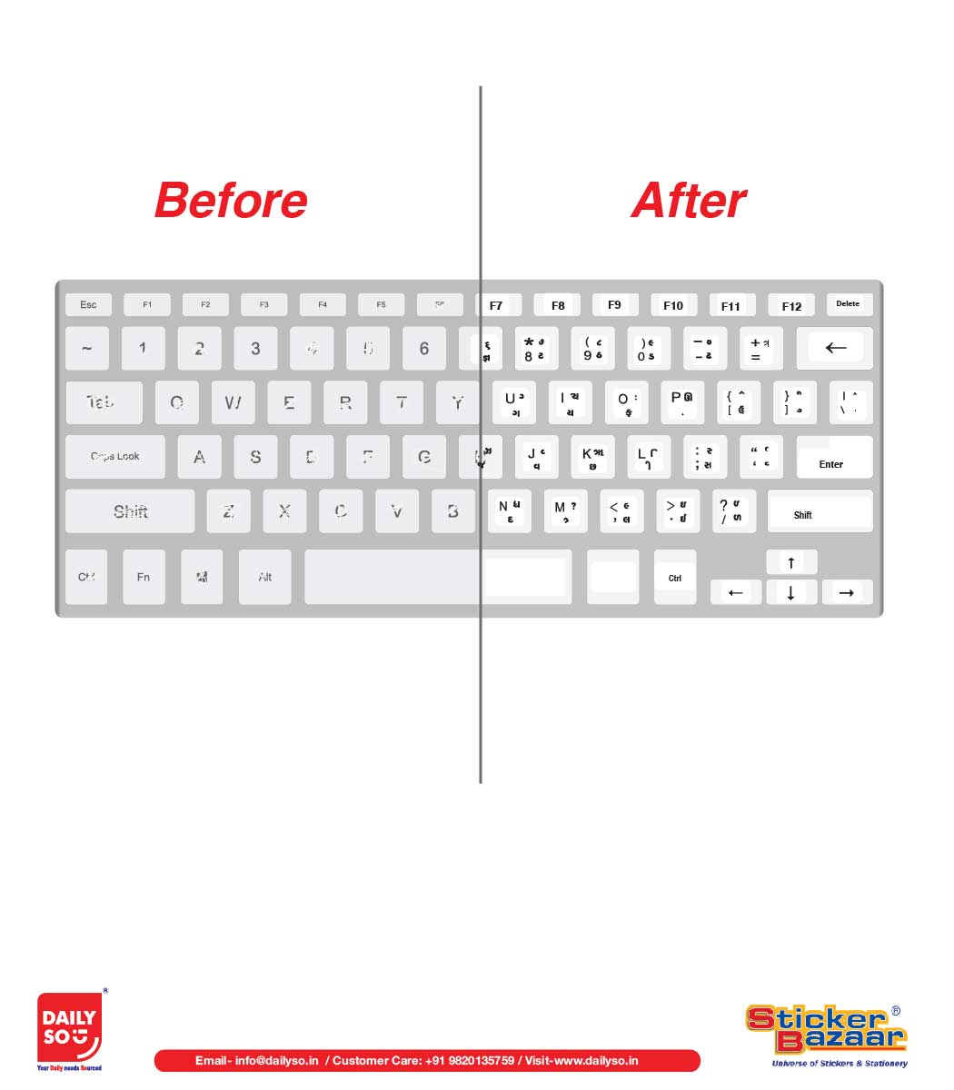 DailySo Gujarati / Typerwriter Keyboard Sticker WH 6